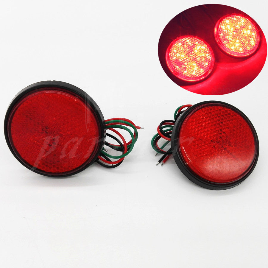 2X Motorcycle Auto Vehicle 24 LED Red Round Brake Stop Tail Rear Light Lamp Bulb Q