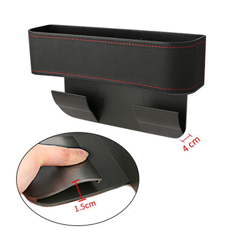 1-piece car for seat side gap storage box, Nonslip PU leather capture storage box pocket bag - n
