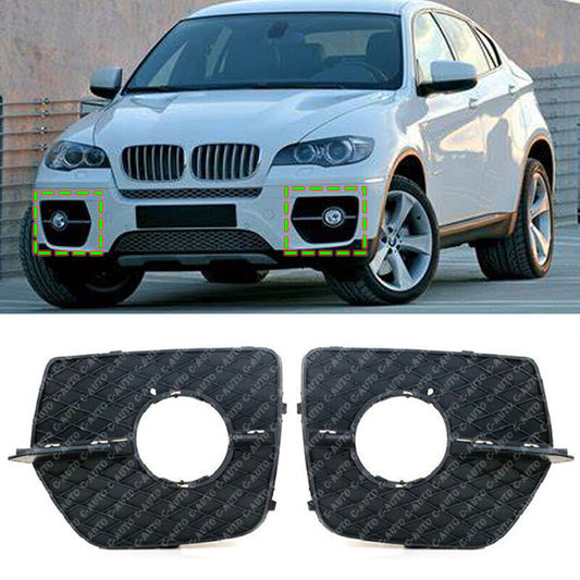 for BMW X6 E71 2008-2014 Pair Front Bumper Trim Mesh Fog Lamp Grill Grille