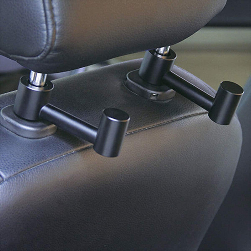 2Pcs Car for Seat Headrest Hook Backseat Organizer Holder Cloth Purse Bag Hanger Blk