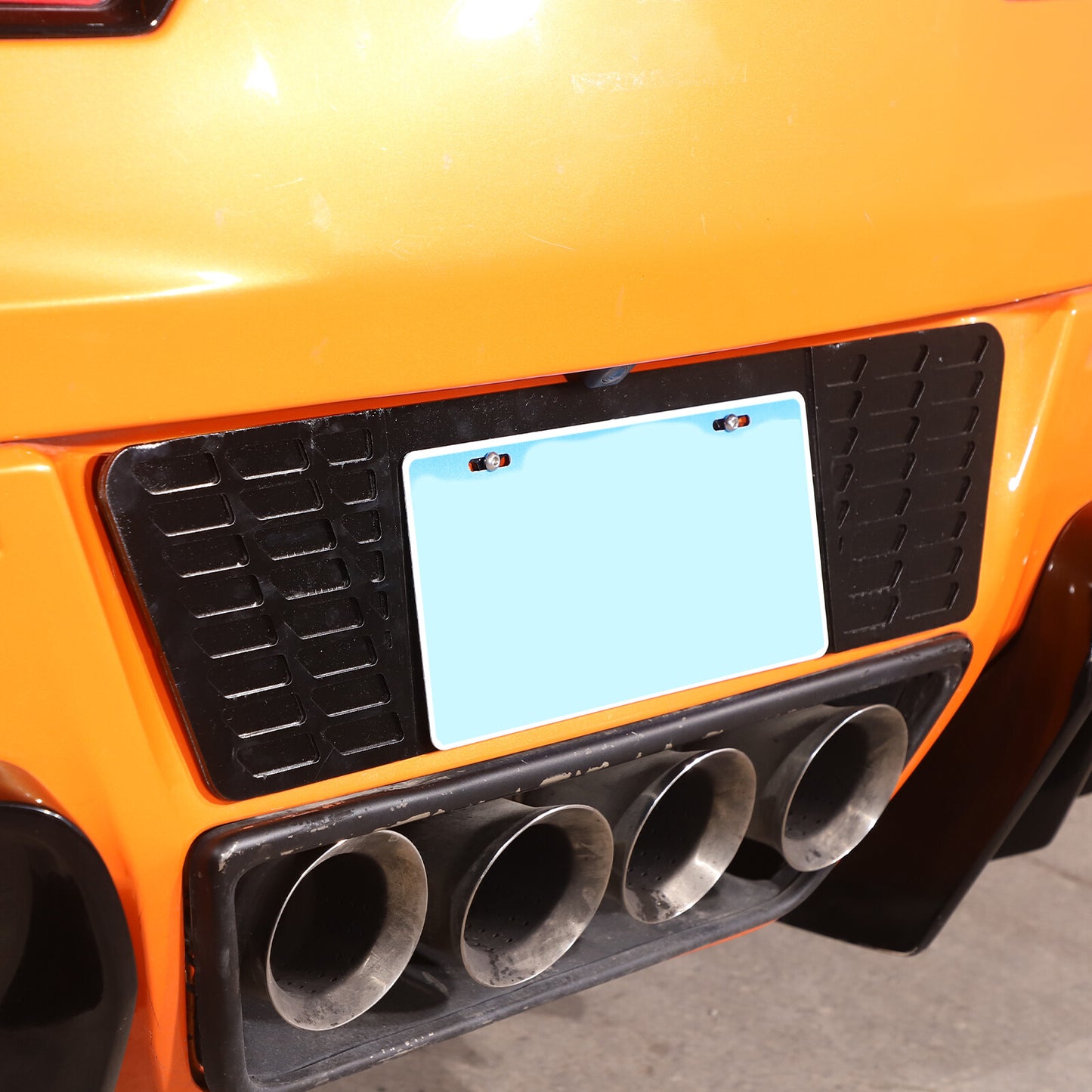 Alloy rear license plate frame, black, suitable for Corvette C7 2014-2019. n