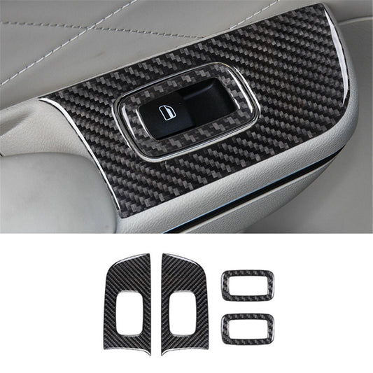 2Pcs Gloss Black Rear Window Lift Button Trim Cover Decor for Audi Q5 2009-2017 v