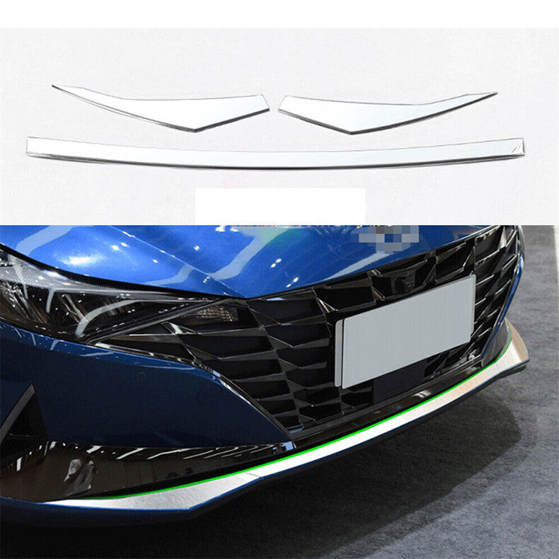 for Hyundai for Elantra 2021-2023 Stainless Front bumper Cover Molding Guard Trim 3x