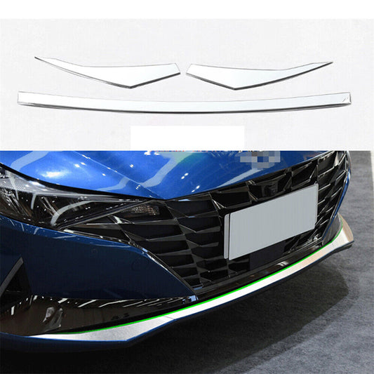 for Hyundai for Elantra 2021-2023 Stainless Front bumper Cover Molding Guard Trim 3x