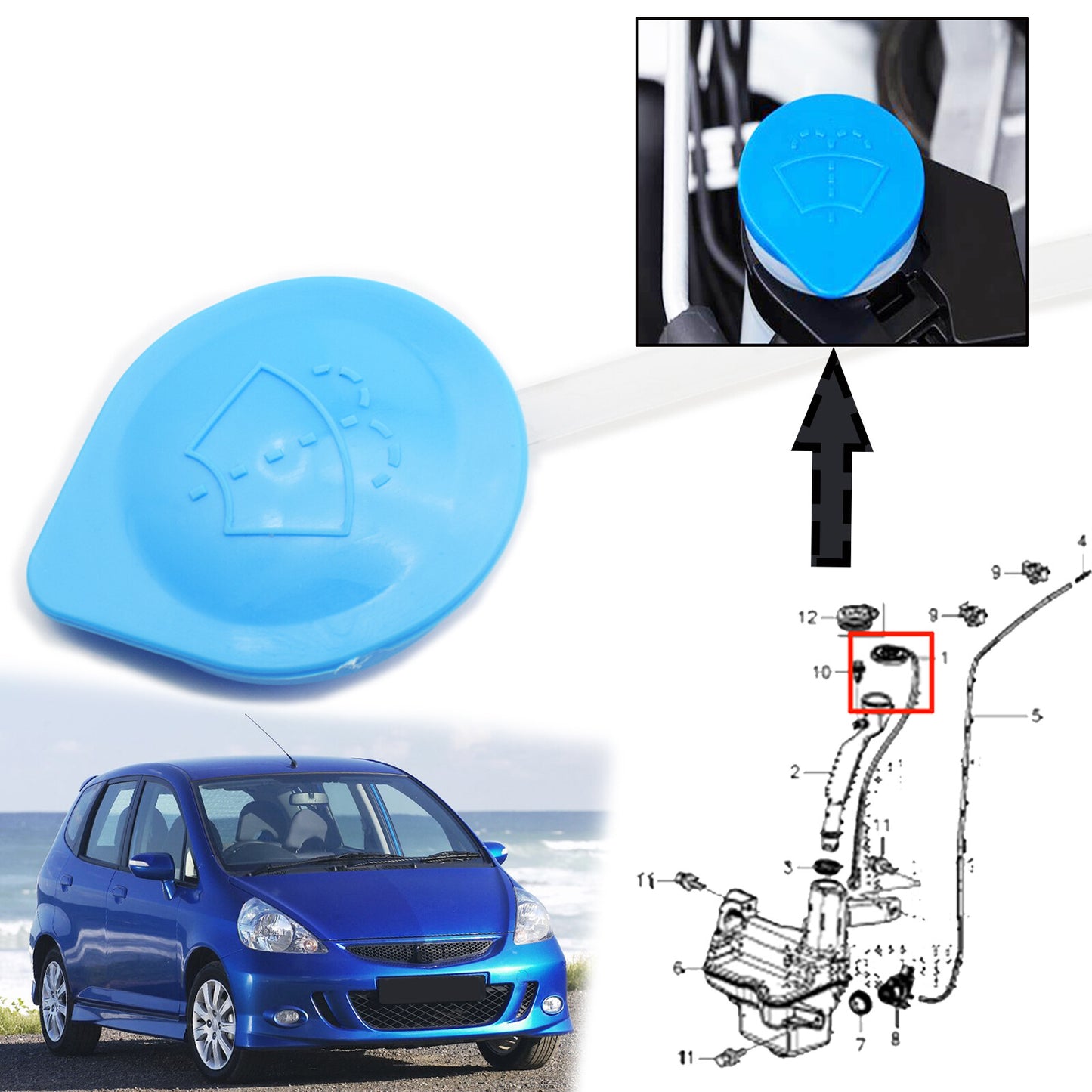 for Honda , Windshield Washer Reservoir Washer Fluid Reservoir Cover #76802-SAG-H01 Cap Q