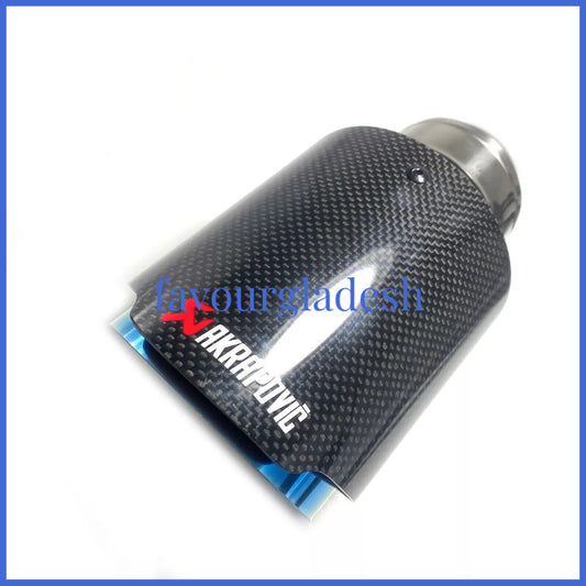 1X 2.5 63mm  4.5114mm Akrapovic Glossy Carbon Fiber Exhaust tip Blue End pipe