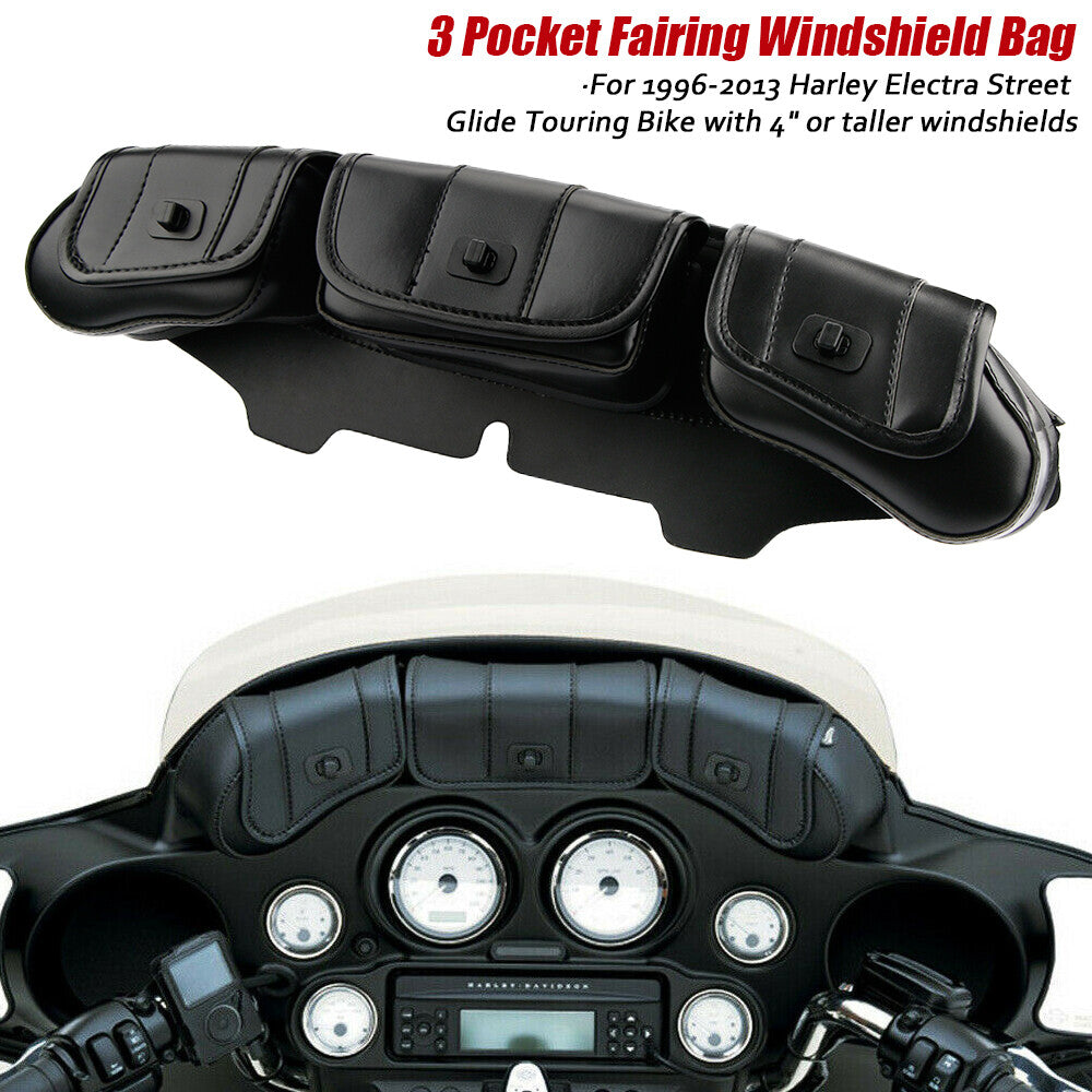 3-Pack Windshield Batwing Rectifier Bag for Harley Davidson Touring 96-2013