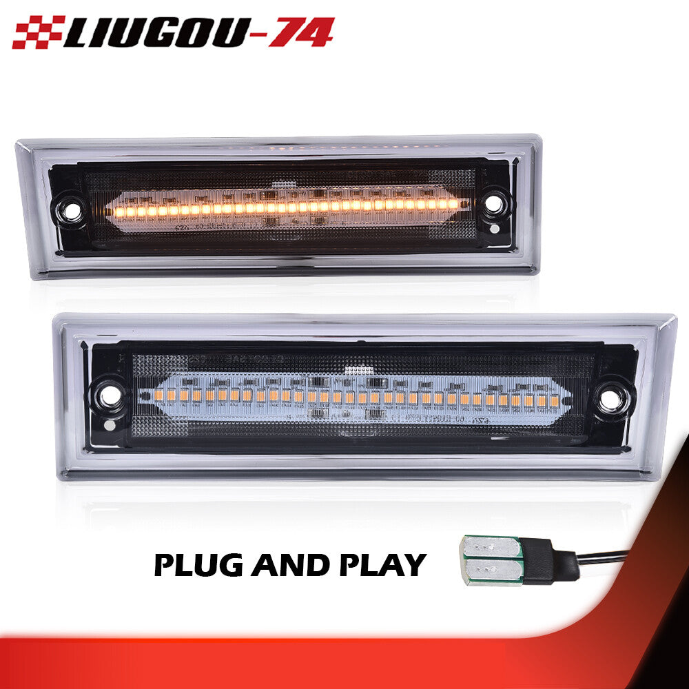 Amber LED front marker light with smoked lens suitable for Chevrolet C10, C20, C30, and for GMC (81-91mm).