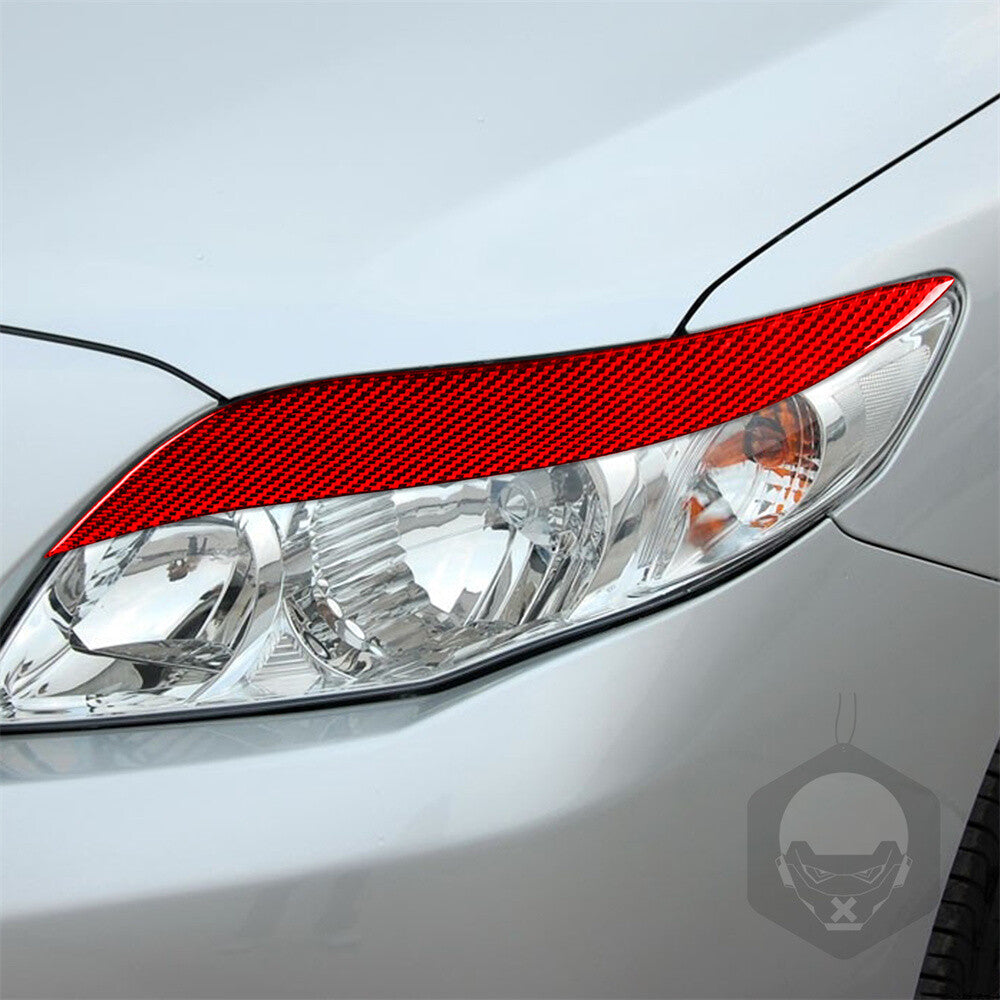 Red Carbon Fiber Front Headlight Eyelids Eyebrow Trim For T@yota for Corolla 2008-11