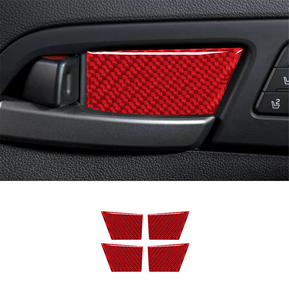 4X Red Carbon Fiber Interior Door Bowl Cover Trim for Hyundai for Elantra 2016-2018