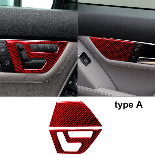 Red Carbon for Seat Console Button Cover for Mercedes-Benz C-Class W204 Type A
