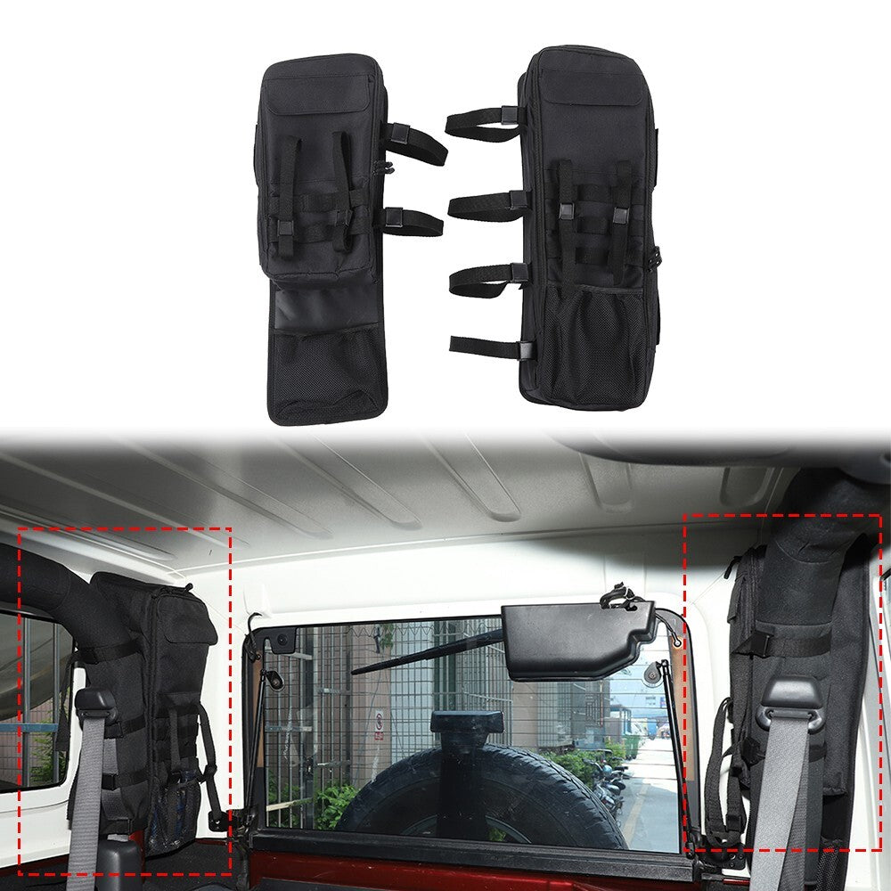 Rear Trunk Side Anti-Roll Storage Bags for Jeep for Wrangler JK 2007-17 Black 2Door