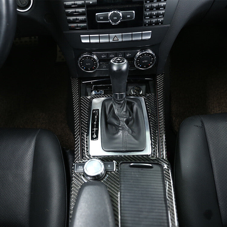 Carbon fiber central control gear side trim cover suitable for Mercedes C-Class W204 07-13