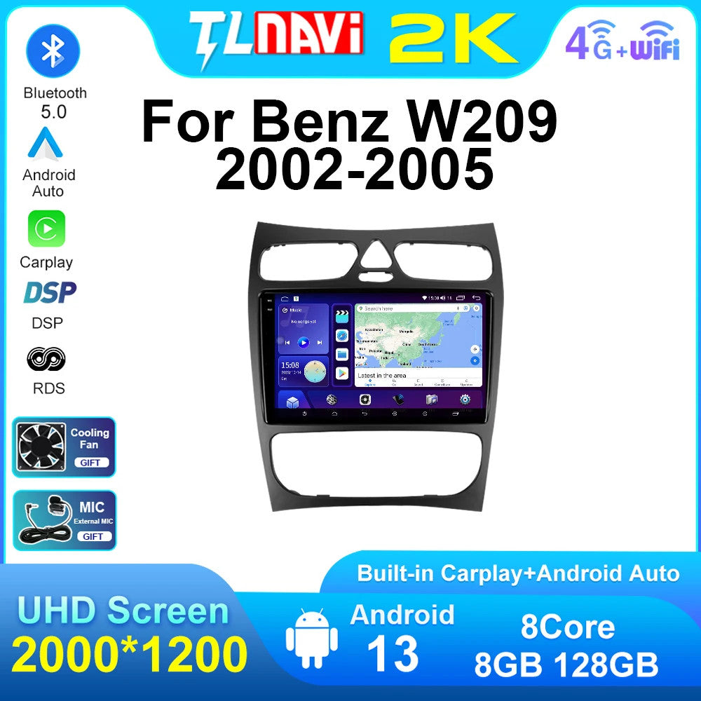 for Mercedes for Benz C Class W203 W209 A209 2002-2005 CarPlay Car Radio GPS Screen