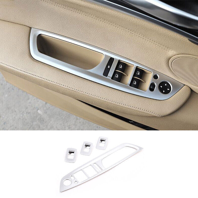 for BMW X5 X6 E70 E71 2008-2013 ABS Silver Window Lock Lift Panel Trim Frame 4P
