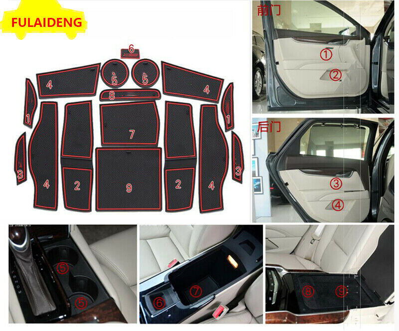 16P for Cadillac XTS 2015-2018 Interior Car Door Gate Non-slip Cup Pad Mat Hold