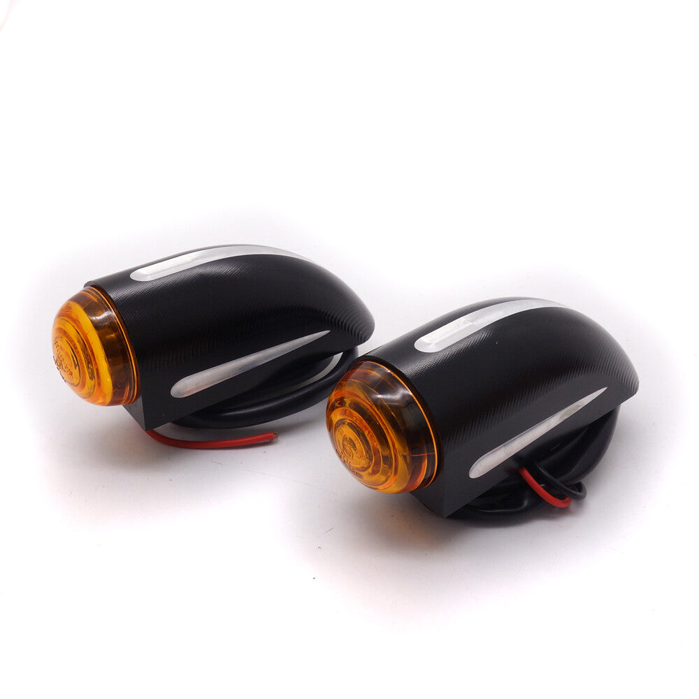 Black CNC Edge Cut Half Bullet Turn Signal Light For Cafe Racer Bobber Custom Q
