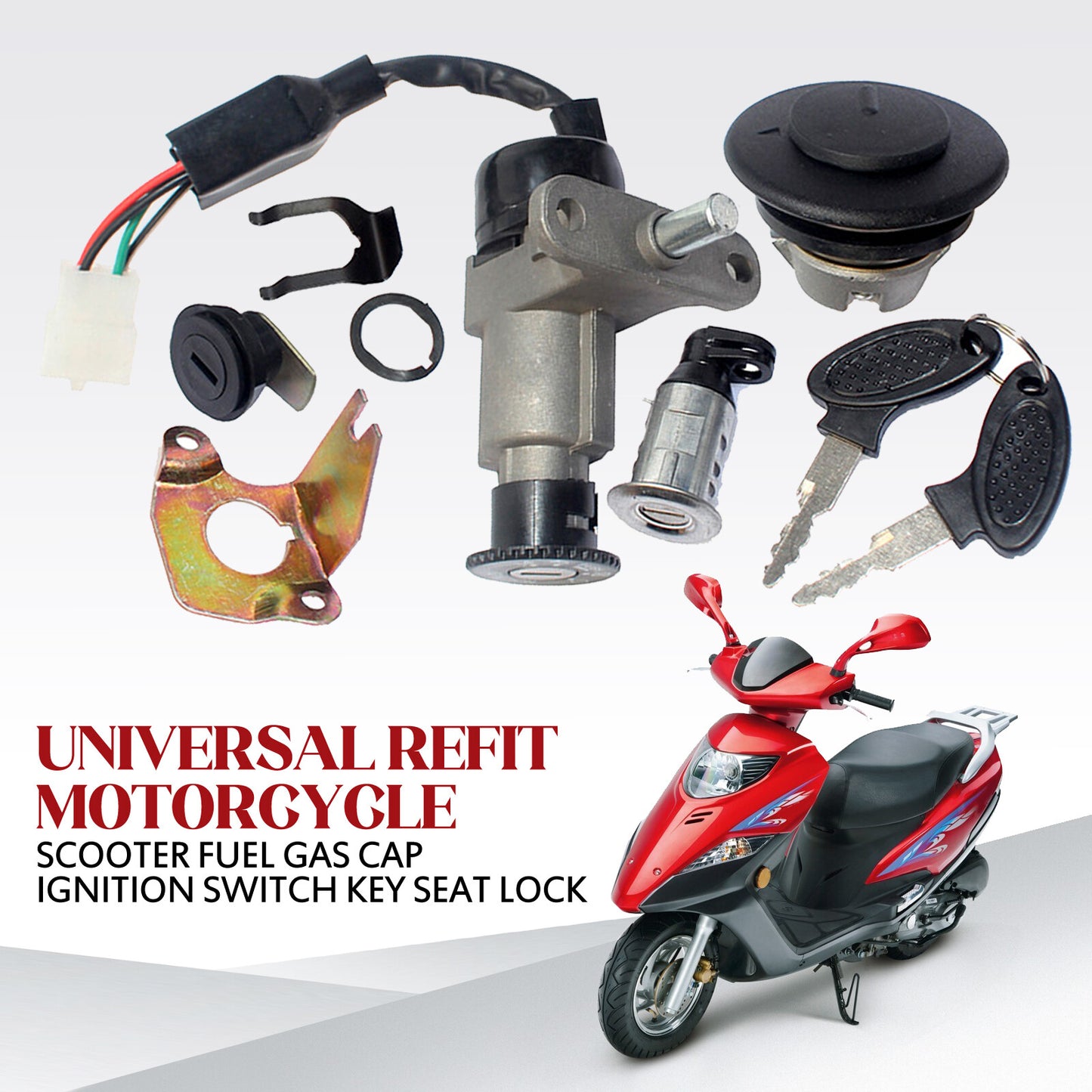 Universal modification scooter/motorcycle fuel cap ignition switch key lock Q