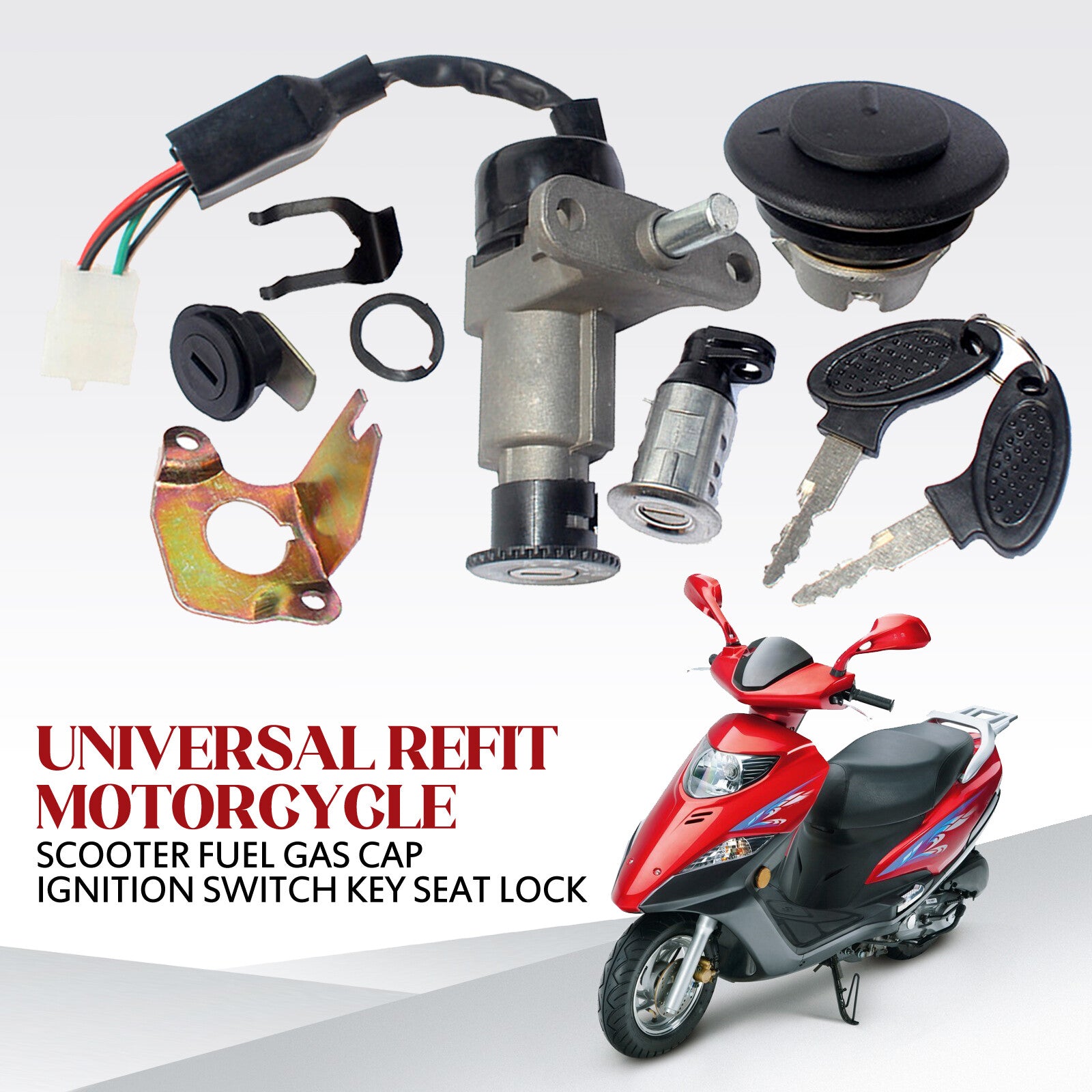 Universal modification scooter/motorcycle fuel cap ignition switch key lock Q
