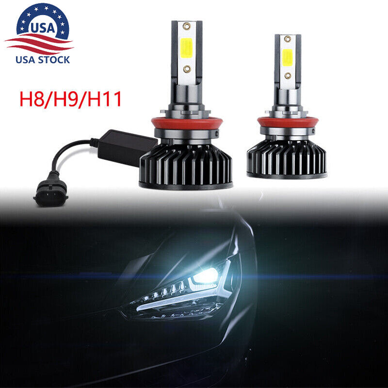 1 pair H11 LED Headlight Kit 5000lm Low Beam 6000K White Light Bulbs H8/H9