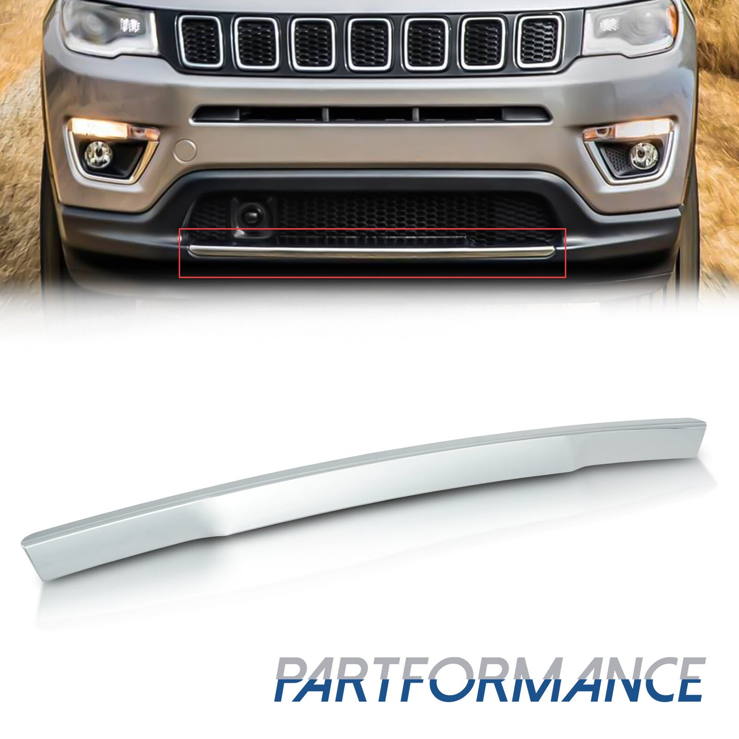 Front Bumper Decorative Molding for 2017 - 2021 for Jeep Compass Decal for CHRome 5YH40LS1AB - v