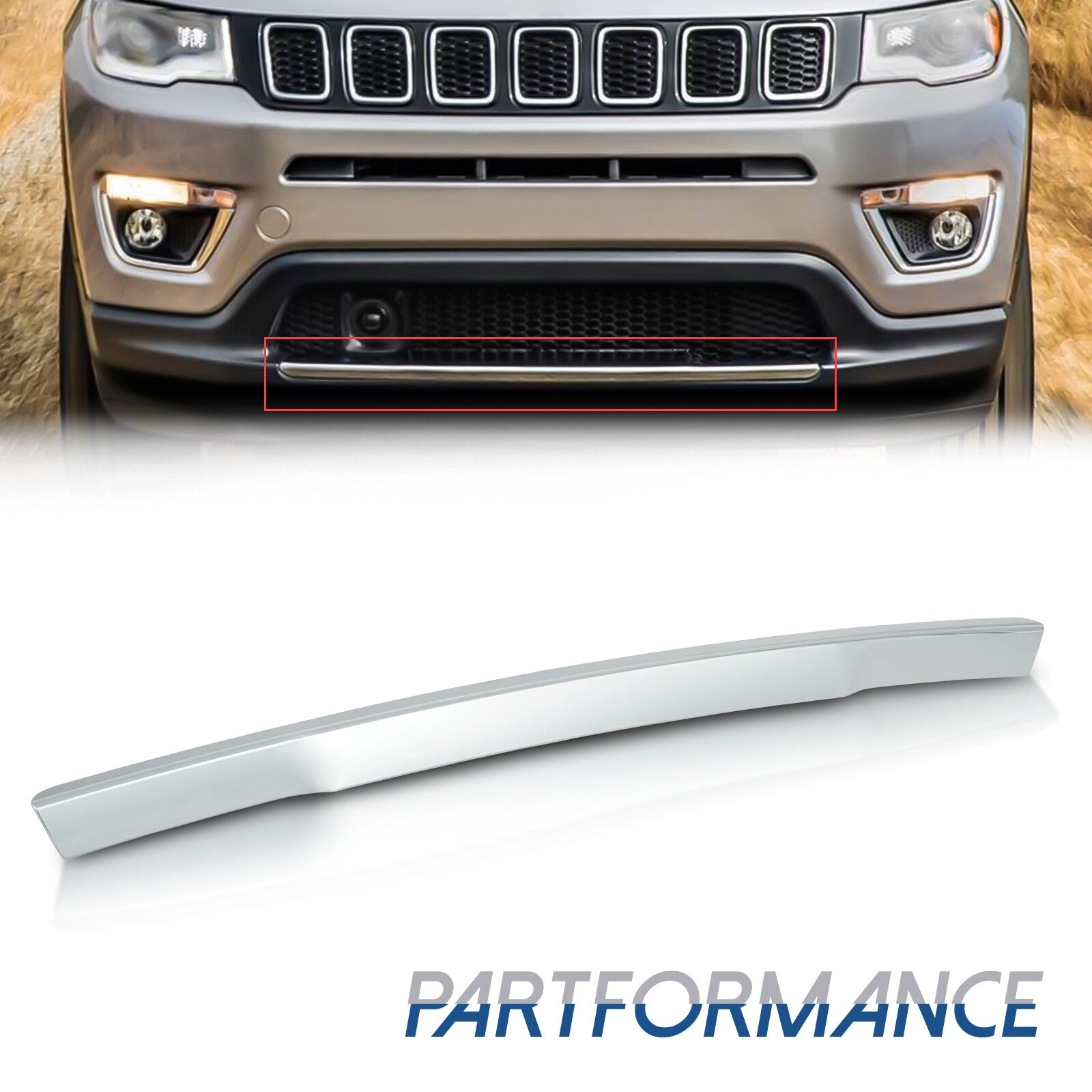 Front Bumper Decorative Molding for 2017 - 2021 for Jeep Compass Decal for CHRome 5YH40LS1AB - v