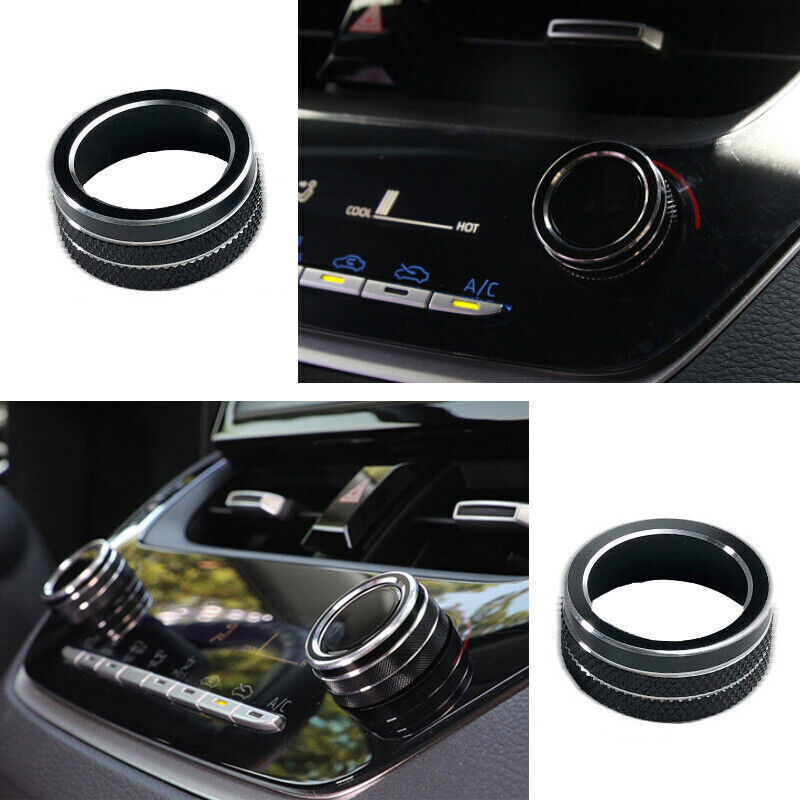 for Toyota for Corolla 2019-2021 Black Aluminum Middle Console AC Knob Cover Trim 2P