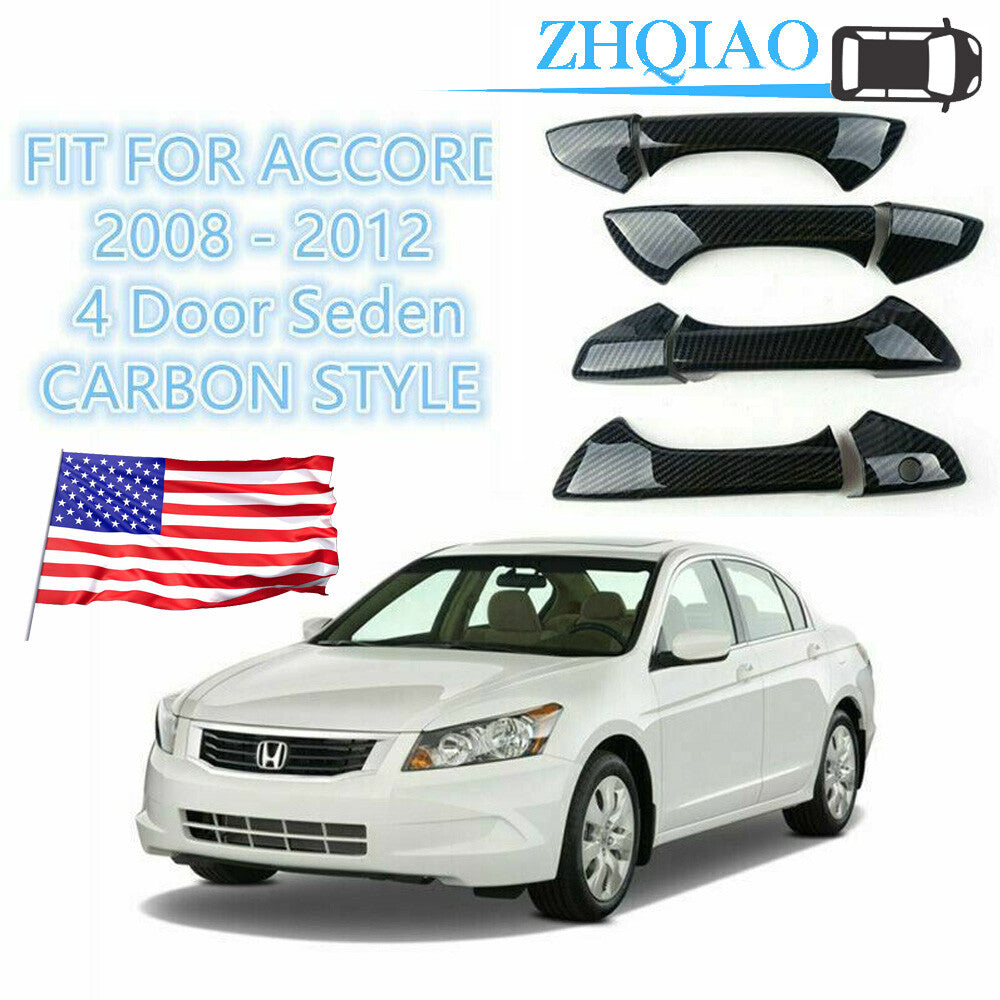 Fit For 2008-2012 for Honda Accord Sedan Carbon Fiber Style Door Handle Covers Trims