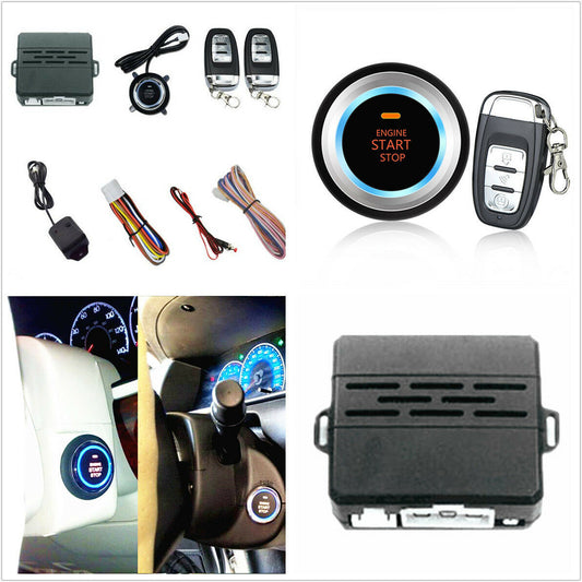 Car One Key Remote Start System Ignition Engine Start Button Vibration Alarm Kit