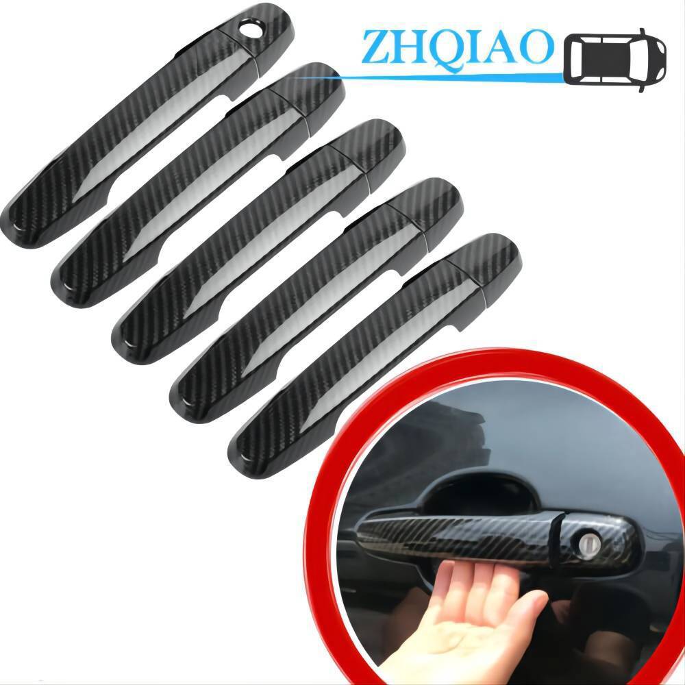 Black Carbon Fiber Door Handle Cover Trim Fits for Land Cruiser Prado 120 2003-2008