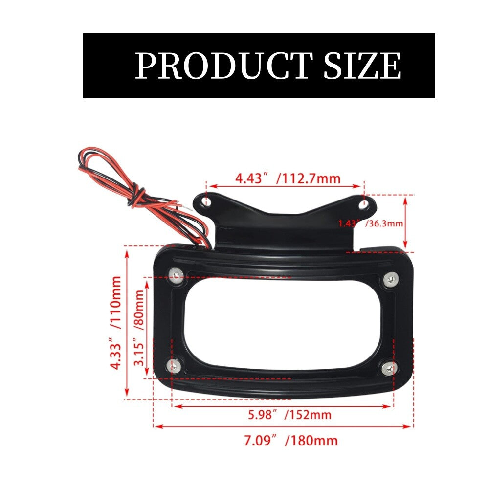Black Curved License Plate Mount W/ Light Fit for Harley 2010-2023 Street Glides