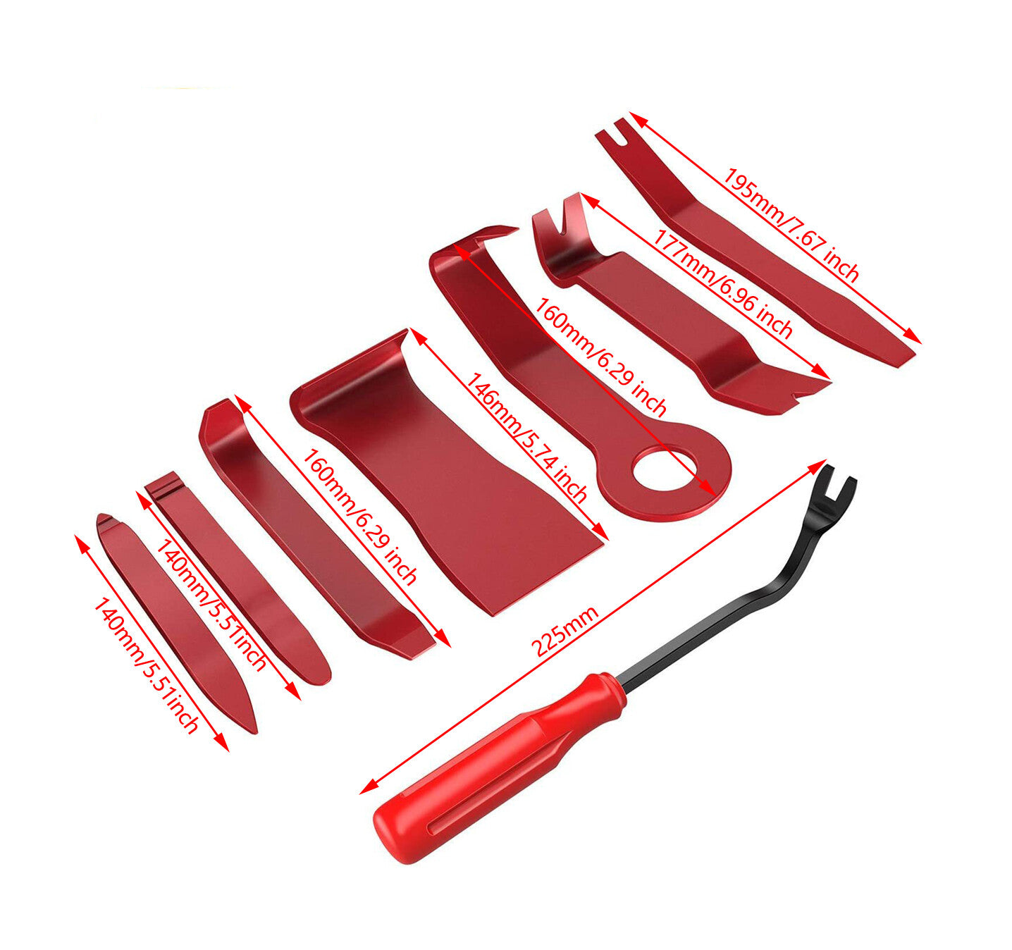 8Pcs Car Trim Removal Tool Kit Set Door Panel Fastener Auto Dashboard Tools Red Q