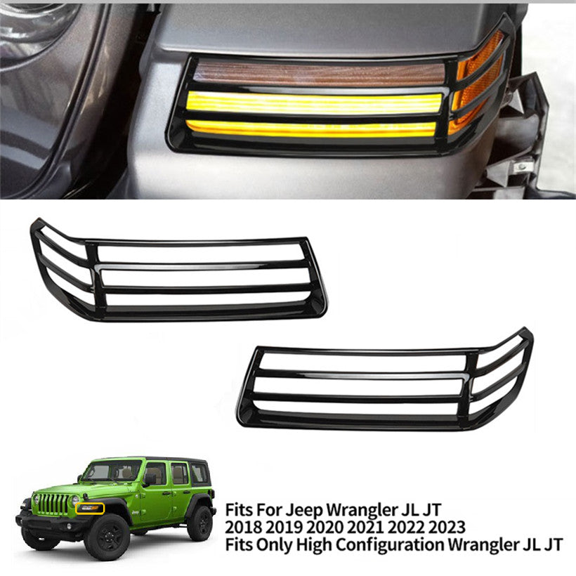 2x For 2018-2024 for Jeep WranglerJL JT Black Front Wheel Eyebrows Lamp Covers Trim
