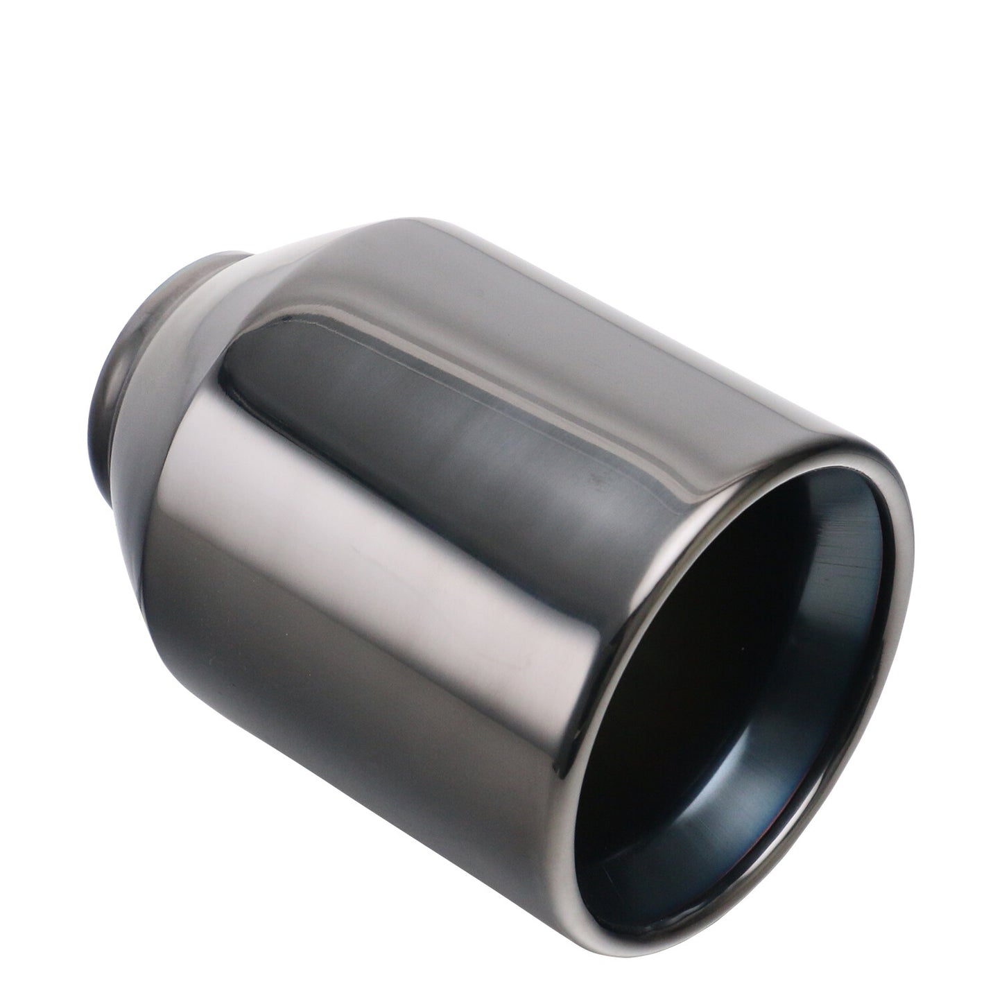 1PC Universal 2.5'' inlet 4.5'' outlet Exhaust End Tips Muffler Black Tip SS 304