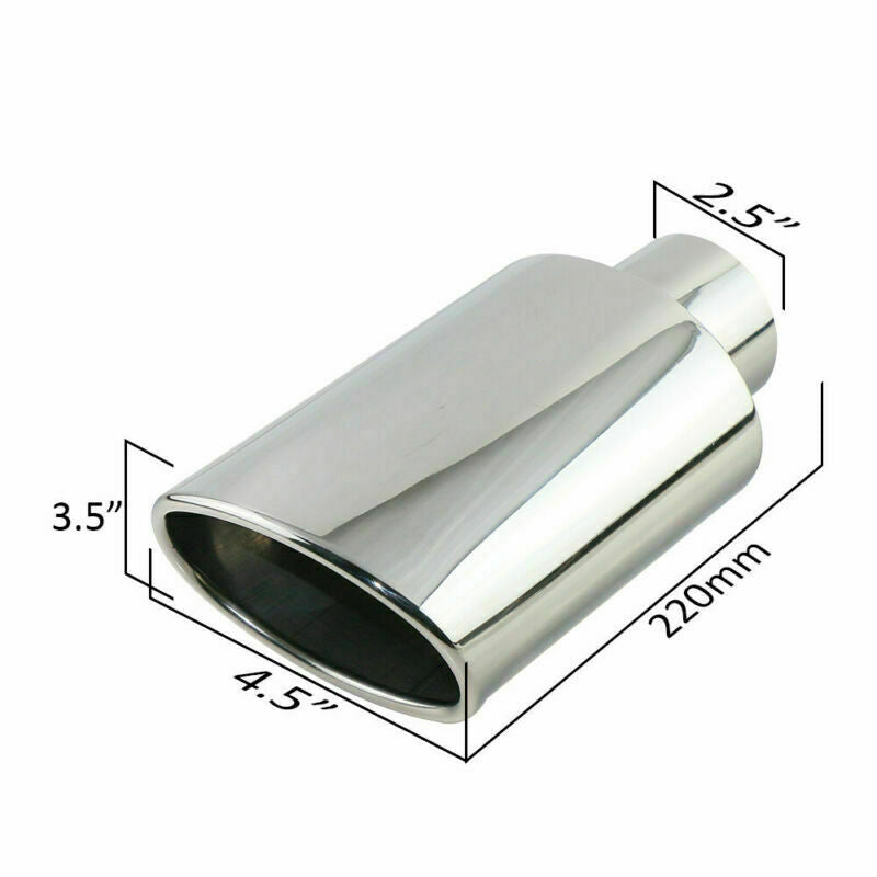 2PCS 2.5 Inlet 4.5 Outlet 220mm Long Oval Welding Exhaust Tips Universal New