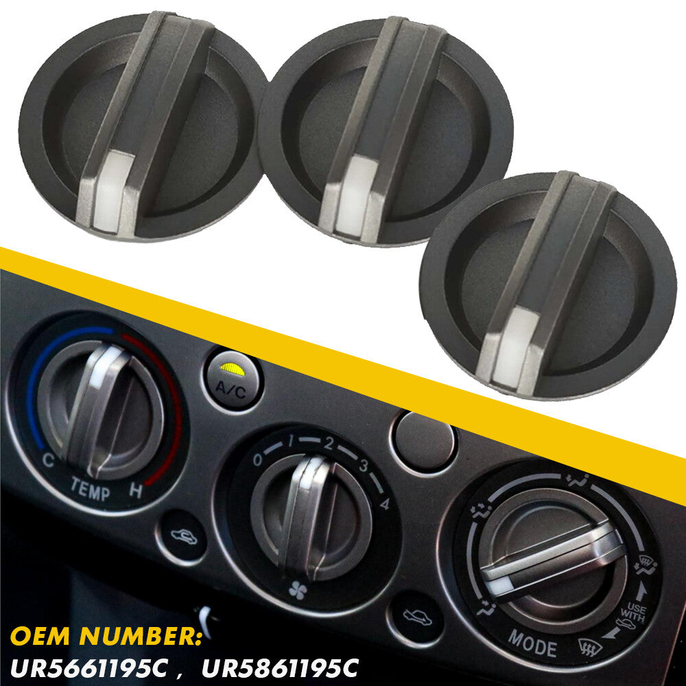 3-Piece Heater and Fan Control Knob Kit for Ranger PJ/PK and for Mazda BT-50 UN (2006-11-) n
