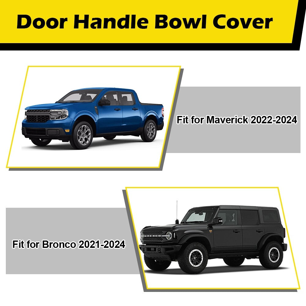 5x Car Door Bowl Scratch Protector for Ford Maverick Bronco 22-24 Carbon Fiber