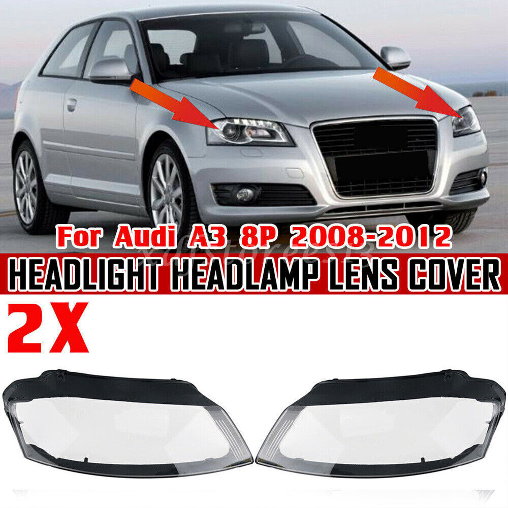 2x Headlight Headlamp Lens Cover for Audi A3 8P S-line S3 RS3 Facelift 2008-2012 Q