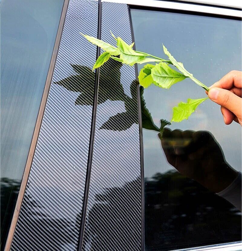 for Toyota Prado 10-21 Carbon Fiber Style Pillar Posts Door Window Strip Trim 8P