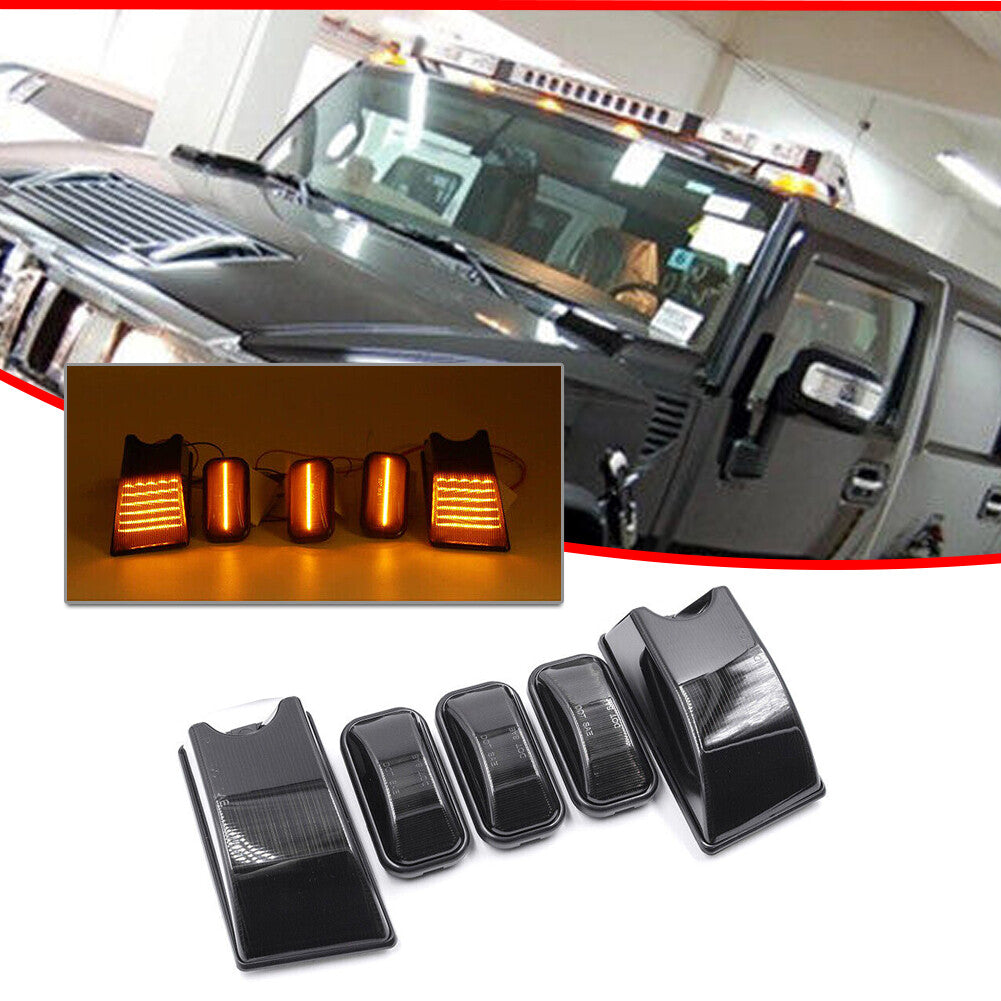 Smoked lens amber LED roof cab marker light suitable for 2003-2009 for HUMMER H2 SUV SUT 5 pieces- v