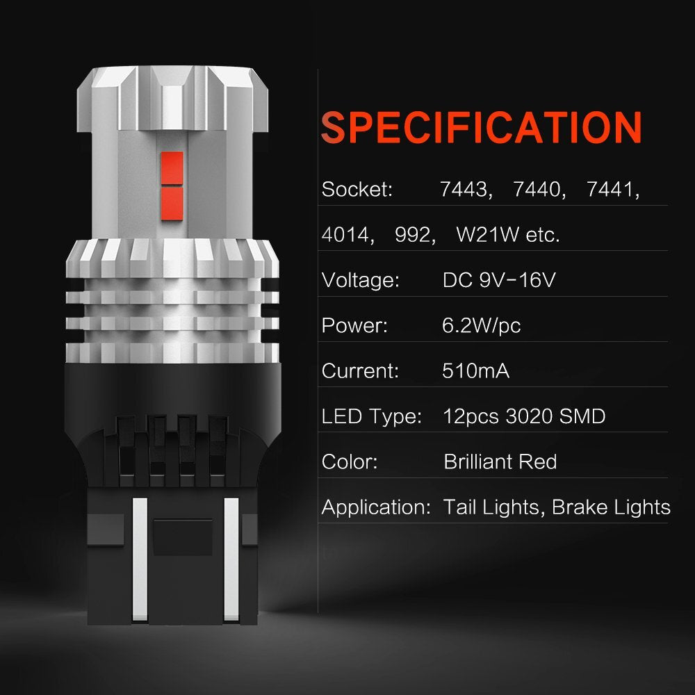 Limo Plus 7443 7440 T20 P21/5W Red Smoke Big Green LED- v