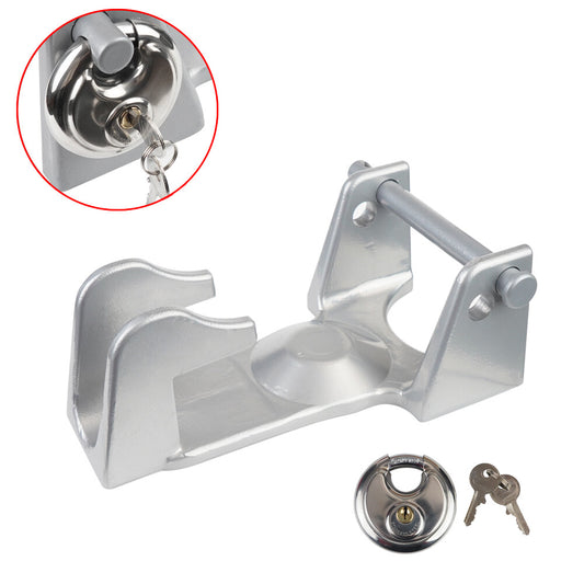 TL-50 Gooseneck Hitch Lock W/Key Padlock for RVs Livestock Hauler Trailer Silver Q
