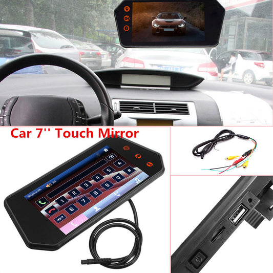 1080p Car 7 Touchscreen Rearview Monitor with Mirror Touchscreen Video Player FM/TF/USB- n