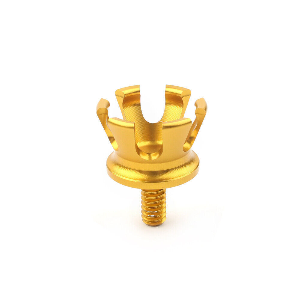 Gold Imperial Crown Style Rear for Seat Bolt Tab Screw Cap Mount for Harley 1996-up