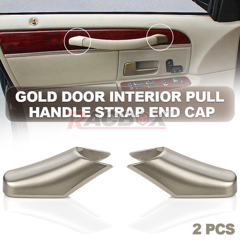 Set of 2pcs Gold Door Pull Strap End Caps Fit for Lincoln Town Car 2003-2011
