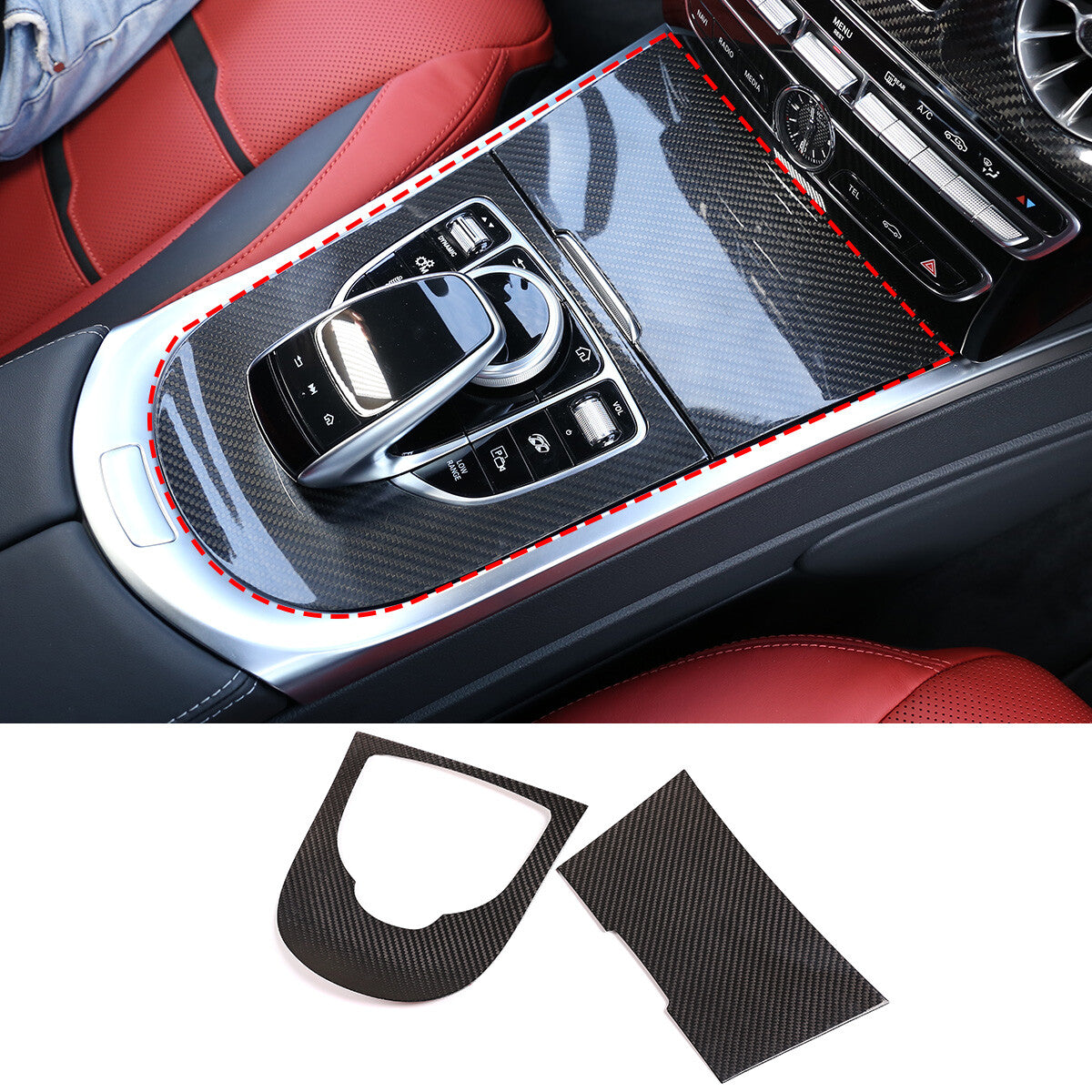 carbon fiber center console panel cover trim for G-Class 2019-2023 - n