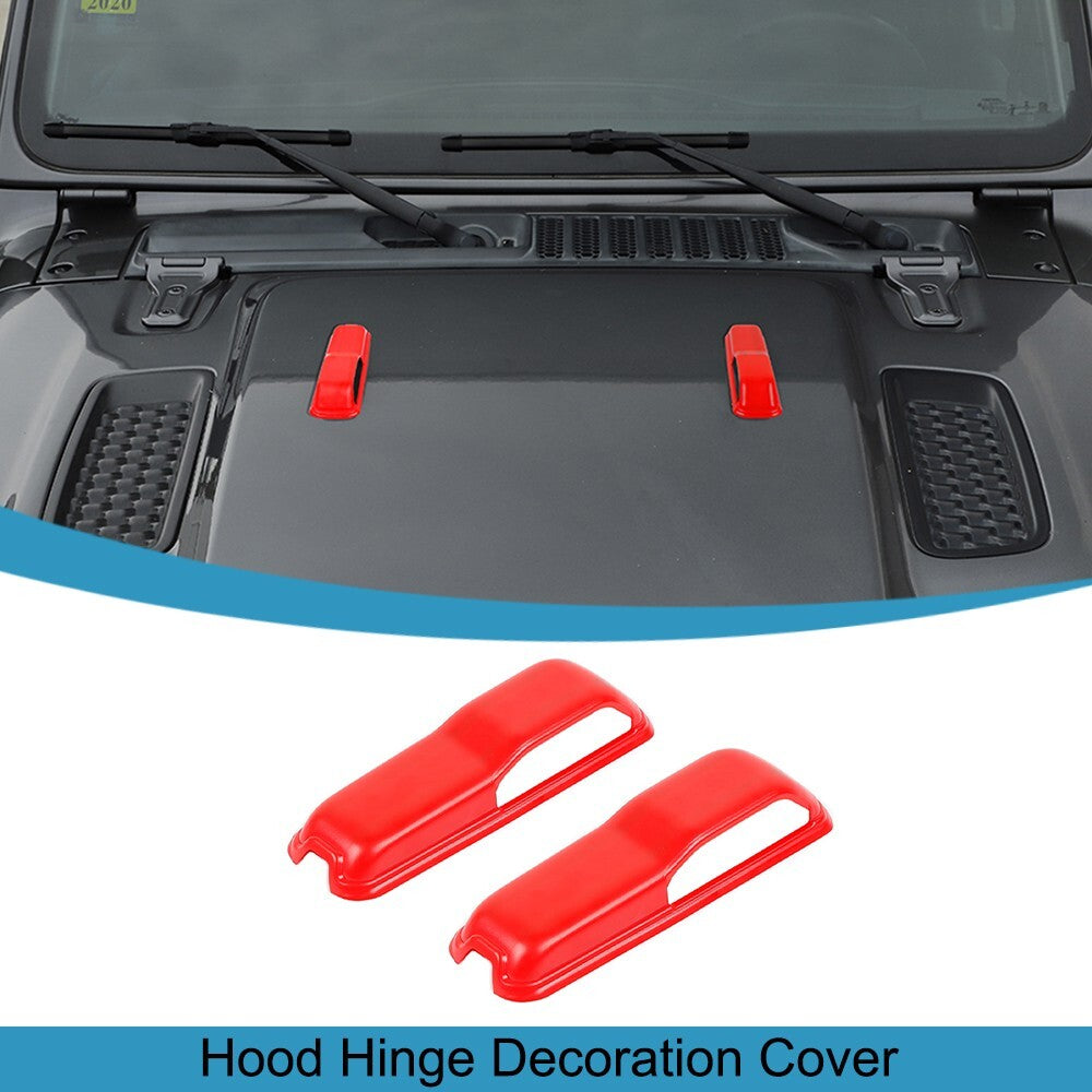 2x Engine Hood Hinge Cover Trim for Jeep for Wrangler JL Gladiator JT 2018-2023 Red