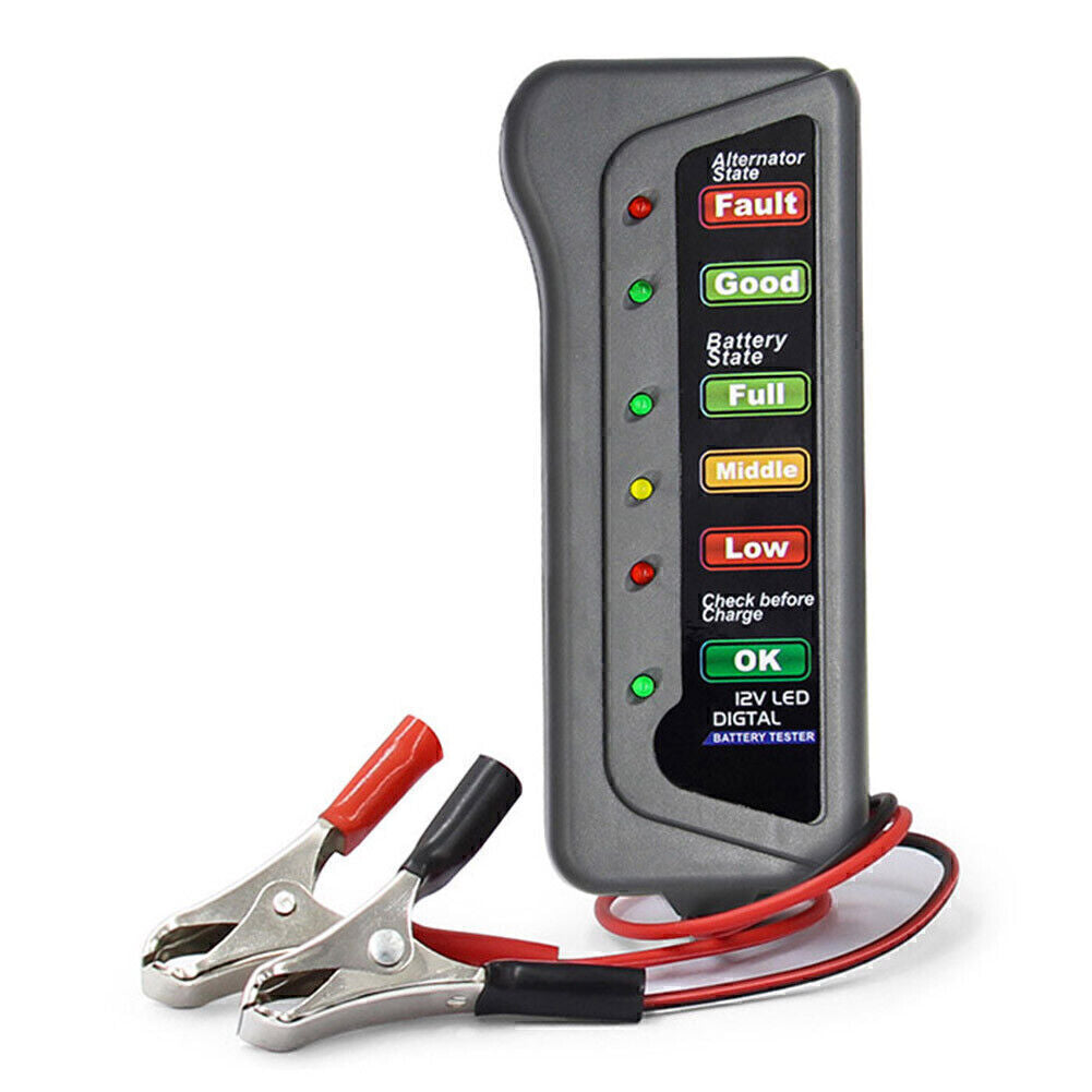 12V Car Digital Battery Alternator Tester 6 LED Lights Display Diagnostic Tool Q