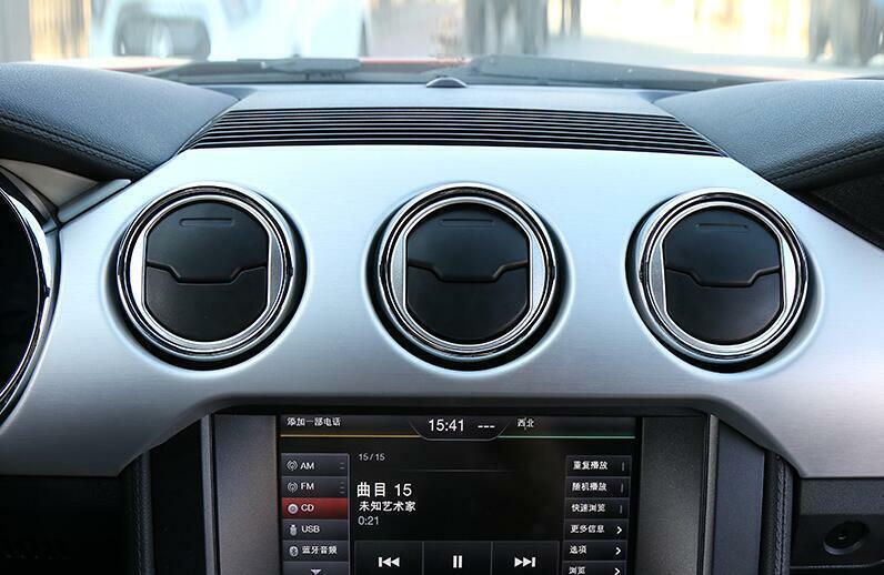 Fit for Ford for Mustang 2015-2022 Matte Silver Dashboard Upper Air Outlet Vent Ring