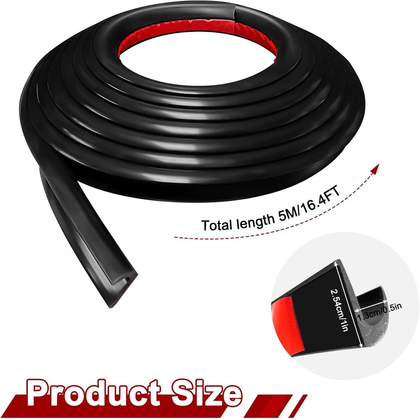 Black 16ft For Winnebago RV J-Shape Rain Gutter Drip Rail PVC with Adhesive Tape